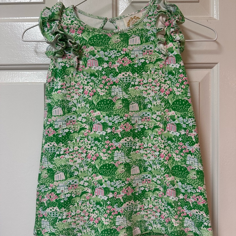 TBBC Green Floral Sleeveless Ruffle Dress